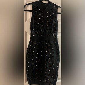 Chic Black Dress with Gold Studs